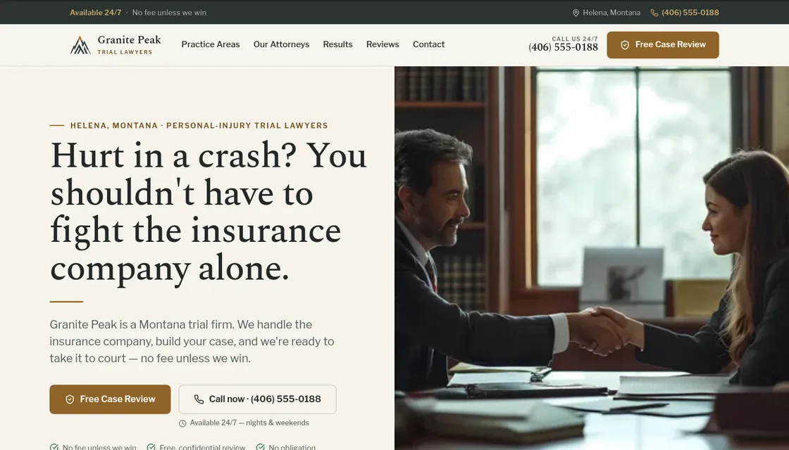 Preview of the Granite Peak Trial Lawyers demo website