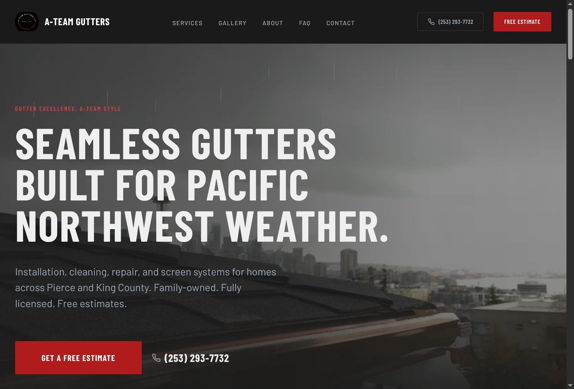 A-Team Gutters website screenshot