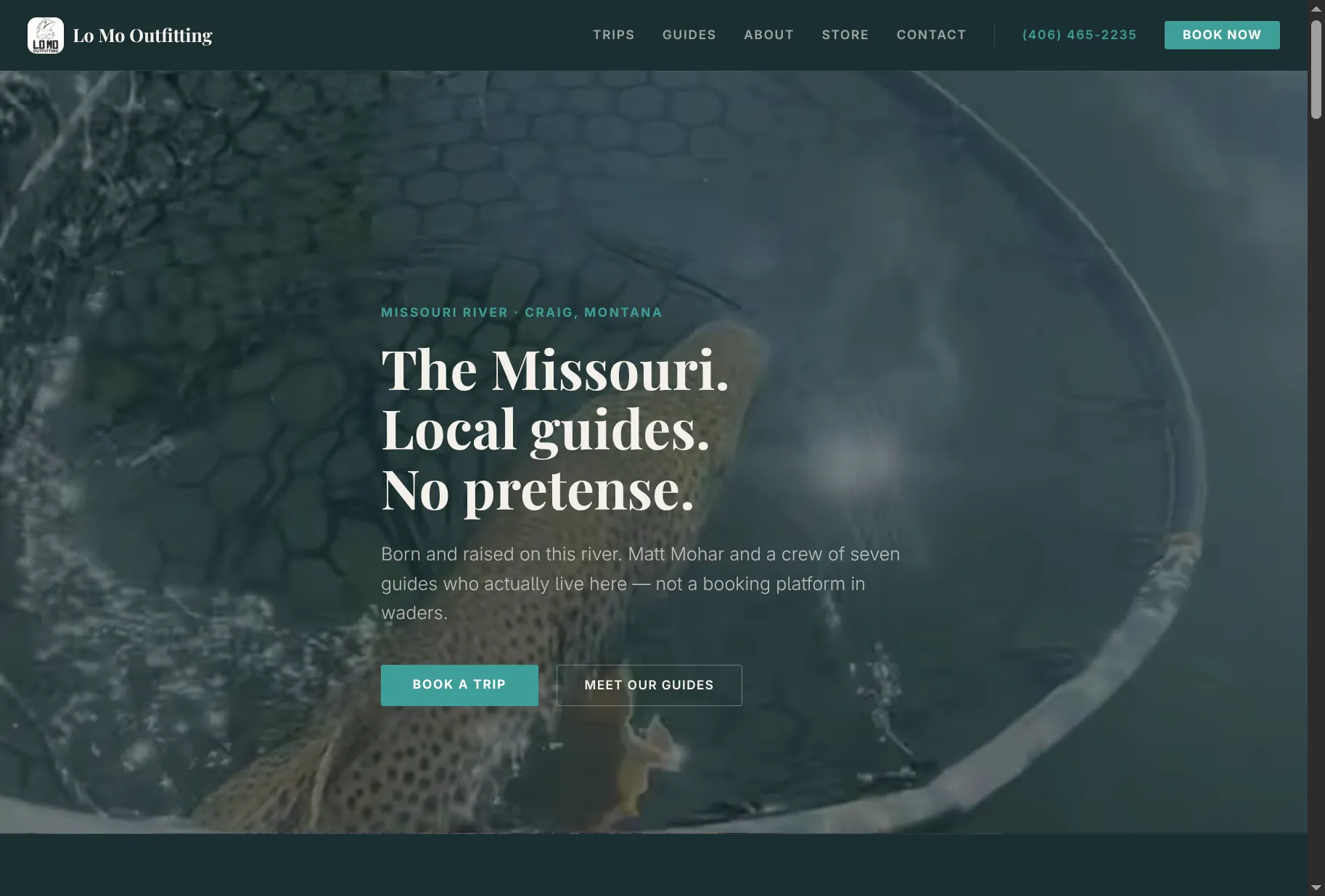 Lo Mo Outfitting website — desktop view