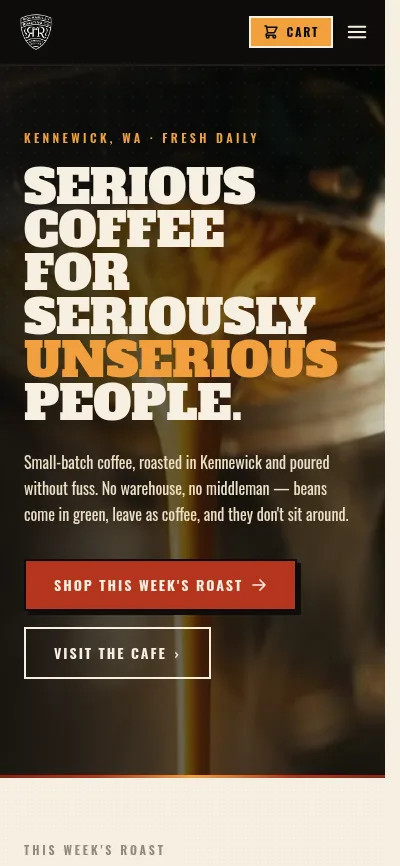 Rockabilly Roasting website — mobile view