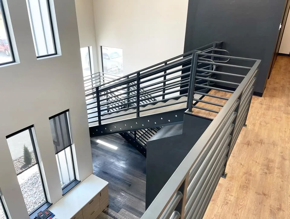 Custom metal staircase by Schluter's Metal Art