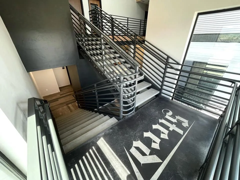 Custom metal staircase by Schluter's Metal Art